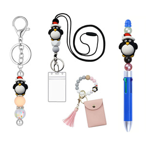New Style Cartoon Christmas Penguin Snowman <b>Silicone</b> <b>Beads</b> Stringing Pen Creative Cute Colorful Epoxy Glue Stringing - Product Image 1