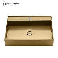 Lavabo rectangulaire en acier inoxydable 304, vasque à poser pour salle de bain avec un seul trou