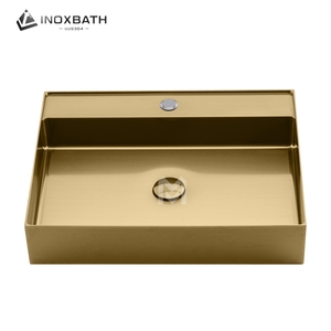 Lavabo de Baño Rectangular de Acero Inoxidable 304 con Superficie de Acero Inoxidable, Lavabo de Sobremesa con un Solo Orificio - Product Image 2