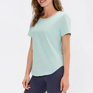 新设计瑜伽运动服健身运动服涤纶镂空女式短袖t恤