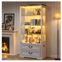 Bibliothèque de chambre moderne en bois massif avec portes vitrées, bibliothèque personnalisée avec porte Murphy à ouverture manuelle, surface finie