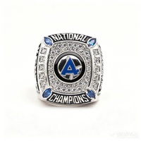Bague de championnat personnalisée en argent 3D, trophée sportif, logo personnalisé, grande bague de championnat fantaisie, bijoux unisexe