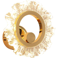 Applique murale LED en cristal doré de luxe, applique murale moderne en forme de fleur pour chambre à coucher, salon, hôtel, décoration