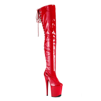 Bottes de strip-tease à lacets en PVC extensible de 8 pouces avec logo personnalisé, fermeture éclair latérale, chaussures de pole dance, talons aiguilles pour danseuses exotiques