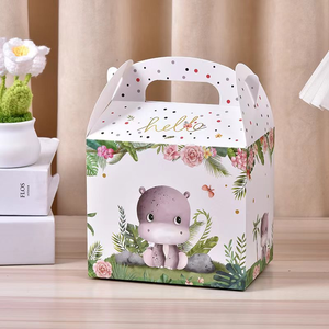 Cartella per festa a tema giungla per bambini compleanno e Baby Shower scatola regalo per caramelle in cartone con manico per festa - Product Image 5