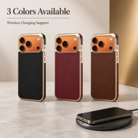 Étui de téléphone en cuir véritable, cuir de vachette pleine fleur, cadre en TPU anti-traces de doigts, plaque arrière en PC, compatible avec la charge sans fil, 3 couleurs
