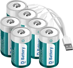 Batterie ricaricabili Usb tipo-c D dimensioni portatile 1.5v 3400mAh 5000mWh batteria ricaricabile agli ioni di litio