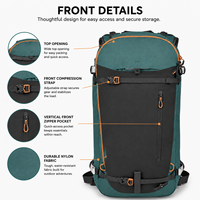 Sac à dos de randonnée léger multi-compartiments avec fermeture éclair 25L, logo personnalisé, pour le sport de plein air et l'escalade