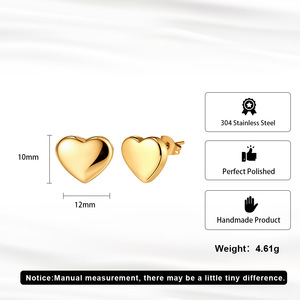 Hot Selling Trendy Heart Shape PVD 18K Gold Plated <b>Stud</b> <b>Earrings</b> Romantic 304 Stainless Steel Jewelry Women's Party Gift - Product Image 3