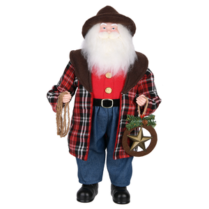 Set Regalo Natalizio con Bambole Grandi di Babbo Natale e Signora Babbo Natale in Marrone Premium - Product Image 3