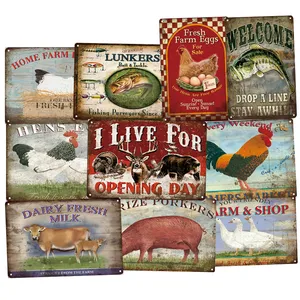 Farm Hens Eggs High quality metal wall signs vintage retro wall poster 20x30cm tin plates of decor home Custom