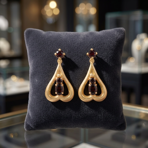 Pendientes Colgantes Románticos de Plata Chapada en Oro de 18K con Granate en Forma de Corazón para Mujer, Regalo para Fiesta - Product Image 3