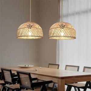 Rattan Chandelier Round E27 Led <b>Light</b> For Bedroom Tea Room <b>Dining</b> Room Southeast Asian Japanese Style Pendant <b>Light</b> - Product Image 1