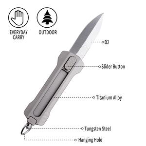 Coltello Tascabile Retrattile in Titanio con Lama da Caccia in Acciaio Inossidabile e Blocco di Sicurezza - Product Image 2