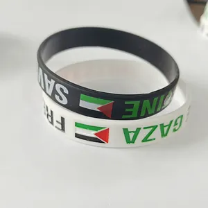 Pulseira de silicone para charme de moda por atacado em branco com pulseira de borracha personalizada Palestina