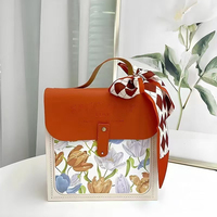 Boîte cadeau portable style Ins, imprimé tulipes, pour mariage, grande boîte d'emballage pour cadeaux d'anniversaire, logo personnalisé