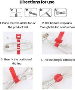 En stock Serre-câbles auto-agrippants 12 mm en forme de tête de chat, colorés, pour gestion de câbles de stockage de données - Product Image 4