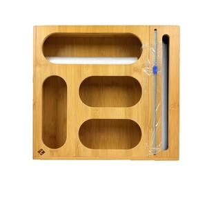 Bamboo <b>Storage</b> <b>Box</b> Drawer Organizer Rectangular Space Saving For <b>Kitchen</b> Bag Rack With Sliding Lid - Product Image 2