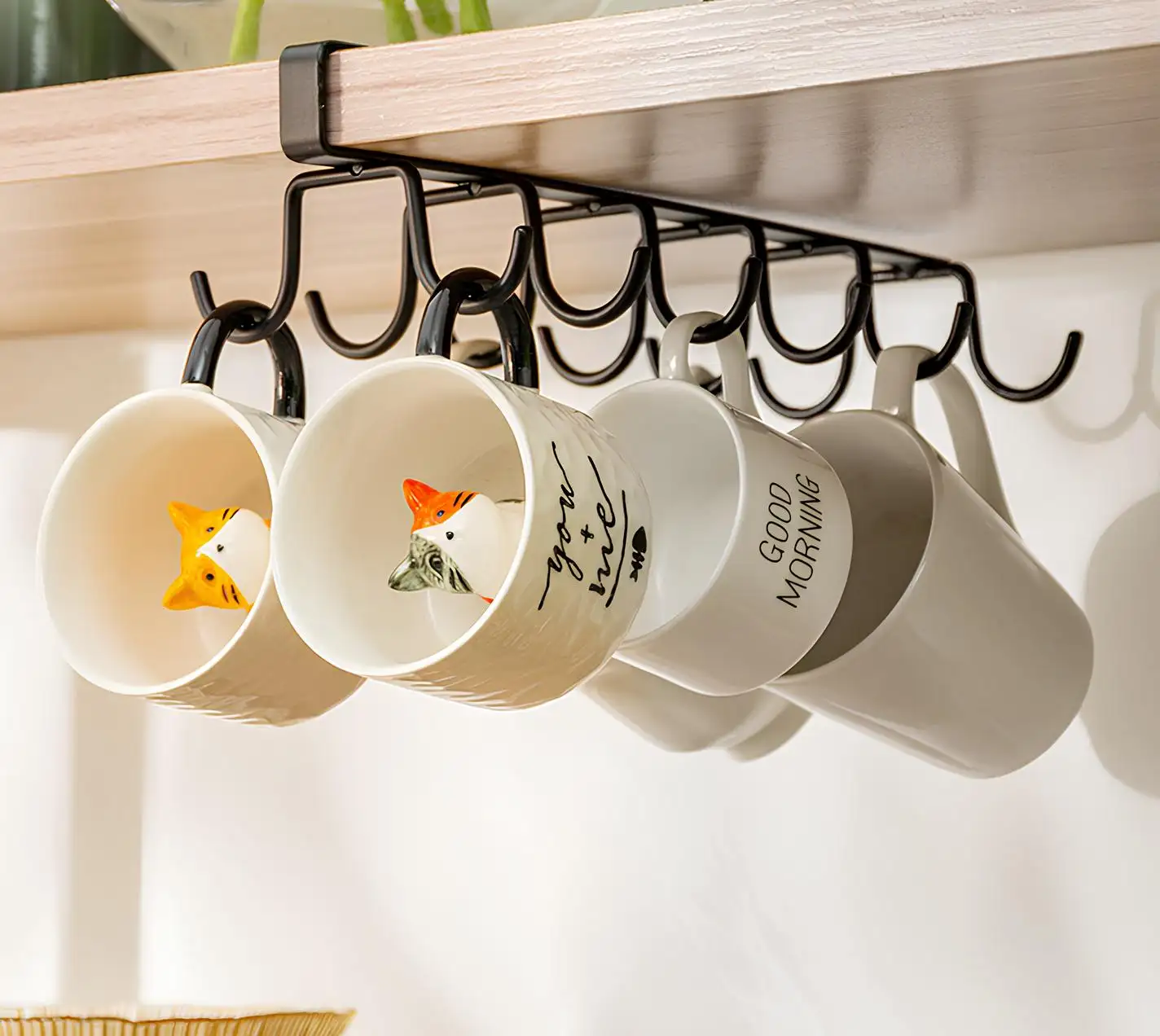 Gruwill Customizable Metal Hook Rack Coffee Cup Hook Wall Mounted Kitchen Accessory