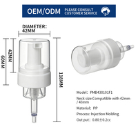 Tête de pompe à mousse 43/410 avec couvercle anti-poussière, en matériau PP, adaptée aux bouteilles de 43 mm, utilisée pour le nettoyage du visage, la mousse nettoyante