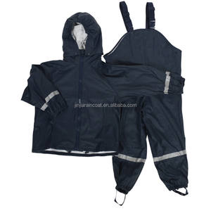Conjunto de chubasquero de Pu personalizado de alta calidad para niños, niños, bebés, para jugar al aire libre, impermeable, ligero, chaqueta de <span class=keywords><strong>lluvia</strong></span> y pantalones con pechera - Product Image 2
