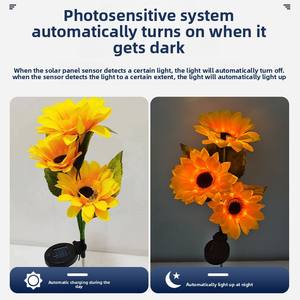 Handmade Sunflower Solar <b>Light</b> IP65 Stainless Steel Cross-border Outdoor Garden Artificial Decoration Courtyard Villa Lawn <b>Night</b> - Product Image 2