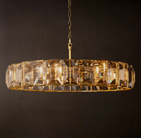 Lustre suspendu moderne de luxe pour salon, grande lampe d'art pour villa, design en cristal et laiton américain pour table à manger