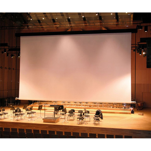 250-500" Matte White Perforated Non-Porous Tab-Tensioned Electric 16:9 Motorized Projector Screen Wall-Mounted 1-Year Warranty