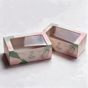 Boîtes d'emballage personnalisées pour chaussettes avec fenêtre, en carton, pour cadeaux, avec logo imprimé en gros - Product Image 5