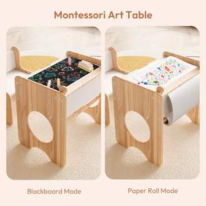 <span class=keywords><strong>Table</strong></span> d'étude de <span class=keywords><strong>dessin</strong></span> <span class=keywords><strong>en</strong></span> <span class=keywords><strong>bois</strong></span> à hauteur réglable Montessori naturelle pour enfants - Product Image 3