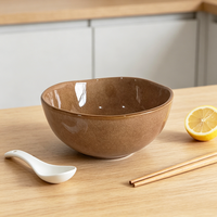 Service de table en grès émaillé au four de 16 pièces pour 4 personnes, assiettes et bols, émail réactif, compatible micro-ondes et lave-vaisselle, forme irrégulière