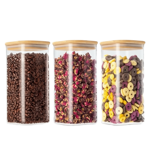 Frascos de Vidrio de Borosilicato de Alta Calidad para Almacenamiento de Alimentos, con Tapa de Bambú, Herméticos, Apilables, para Fiestas, de Fábrica con 41 Años de Experiencia - Product Image 1