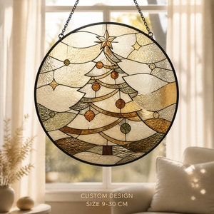 Atrapasueños de Vidrio Personalizado con Diseño de Cuadros Alpinos para Casa de Esquí, 9-30cm, OEM ODM, Decoración de Ventanas de Invierno - Product Image 2