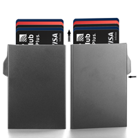 Dompet Aluminium Pop Up dengan Slider Dorong 12 Slot Kartu untuk Pria Dropshipping