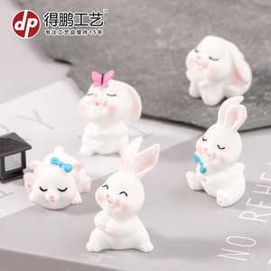 Dp Miniature White Rabbit Resin Figurines Multi Piece Set <b>Desk</b> Decoration Modern Style Office Home Ornament - Product Image 4