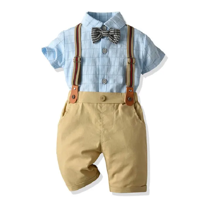 थोक इंग्लैंड शैली 95% सूती बेबी बॉय कपड़े सेट सांस लेने योग्य बॉय वेडिंग फॉर्मल वियर समर बेबी बॉय सूट