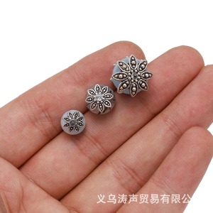 ลูกปัดโลหะผสมเงินโบราณรูปดอกไม้ 8 กลีบ สำหรับทำเครื่องประดับ DIY อุปกรณ์ตกแต่งจี้ - Product Image 3