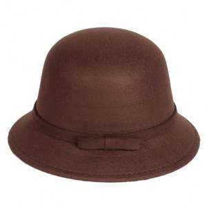หมวกทรงเฟโดราสไตล์อังกฤษสำหรับผู้หญิง ทำจากผ้าสักหลาด อุ่นสบายสำหรับฤดูหนาว ขายส่ง - Product Image 3