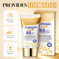 SADOER Collagen BB Cream SPF50+ PA+++ 40g, Concealer Pencerah Foundation untuk Menutupi Noda di Wajah, OEM Private Label MOQ Rendah