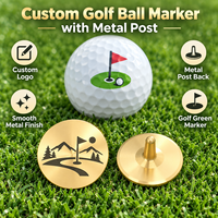 Marqueur de balle de golf en métal moulé sur mesure avec design gratuit, logo gravé sur poteau métallique, marqueur de balle de golf vierge pour souvenir de parcours de golf