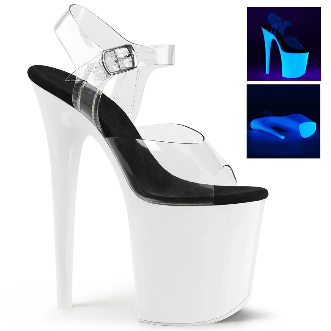 20cm super high heels pole dancing shoes thin heel white waterproof platform dress sandals peep-toe shallow mouth party shoes