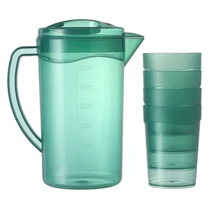 2.3L 플라스틱 쿨러 물 주전자 플라스틱 물 투수 세트 4 컵