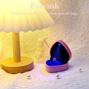 Luxury New Round Velvet LED Lighting Jewelry <b>Box</b> Flip <b>Ring</b> <b>Box</b> Pendant Necklace Gift Jewelry Packaging <b>Box</b> Wholesale - Product Image 4