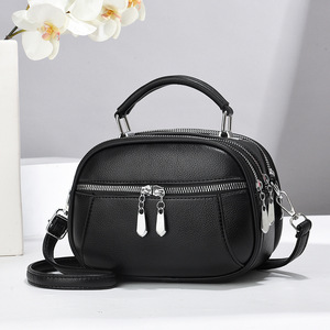 Lady's Mini PU Handbag Simple Crossbody Shoulder Bag Single Strap Fashionable Vintage Style Waterproof Genuine Leather Portable - Product Image 1