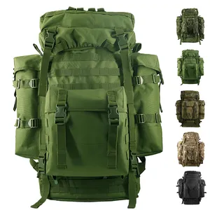 70L Outdoor Canvas Travel Backpack Climbing Waterproof Tactical Backpack