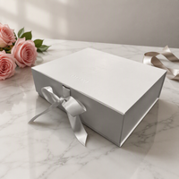 Boîte magnétique pliable de luxe personnalisée avec fermeture magnétique et ruban en satin pour l'emballage