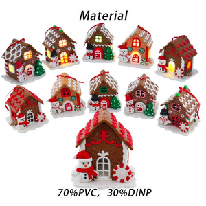 New Christmas Tree <strong>Mini</strong> Gingerbread House Windows Hanging Ornament With Snowman and <strong>Candy</strong> <strong>Canes</strong> for Kids Party Gifts Decoration - Product Image 5