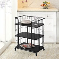 Chariot de rangement pour cuisine, support de rangement moderne en métal à 3 niveaux avec poignée et roues verrouillables
