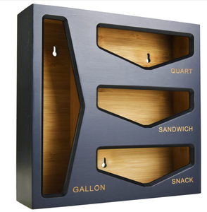 Bamboo Black Wood Ziplock Bag Storage Organizer Kitchen Utensil Drawer Organizer For Kitchen Gallon Quart Sandwich