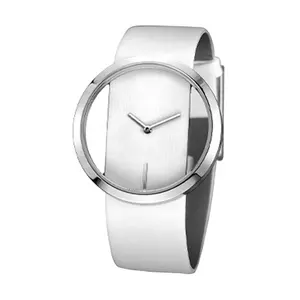 皮革表带石英女士手表透明表壳皮革手表一体式表带